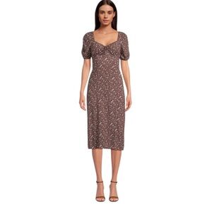 No Boundaries Juniors Woven Brown Floral Midi Dress size 21